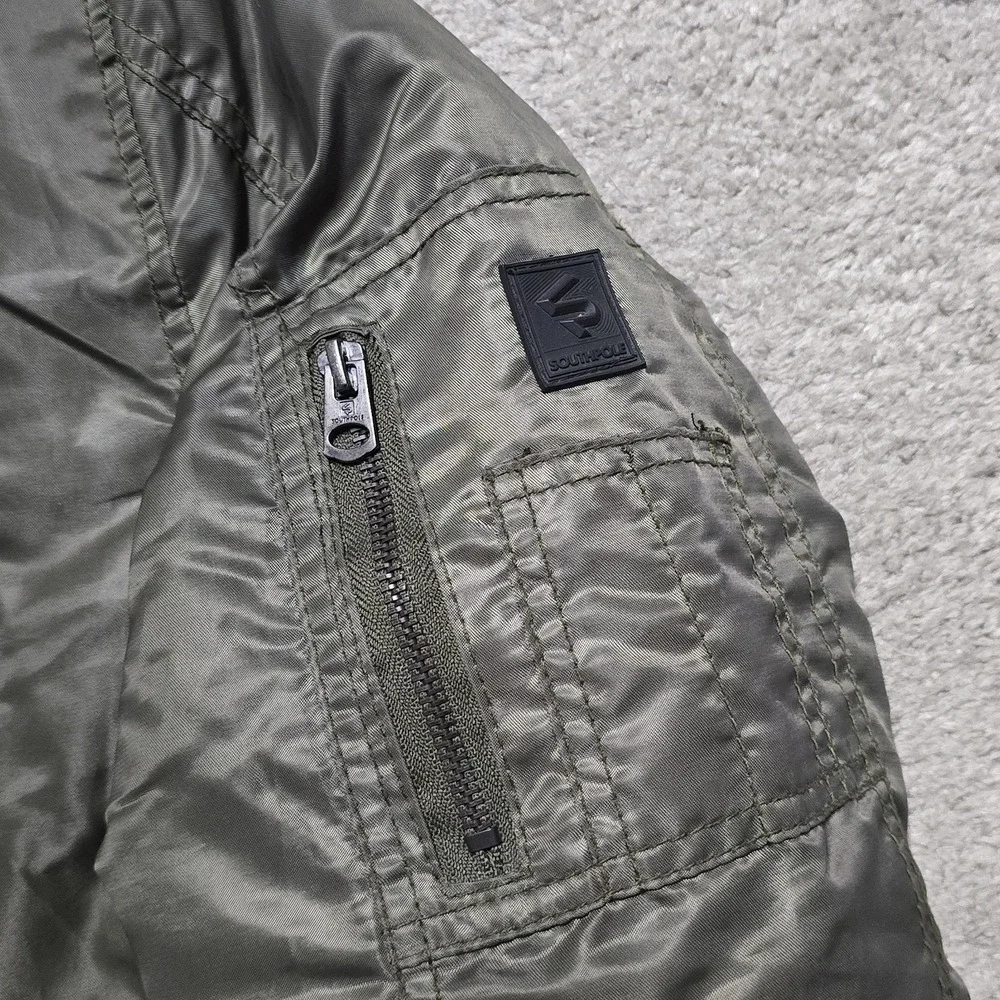 VTG Southpole Bomber Flight Jacket Mens Small Quilted Lined Y2K Army Green